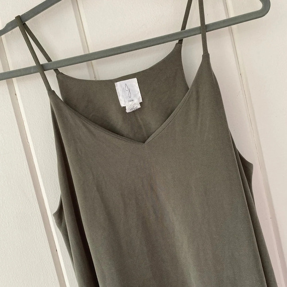 Joie, Strappy Cami Asymmetrical Midi Swing Dress, Olive, Green, Army Green - Picture 4 of 9
